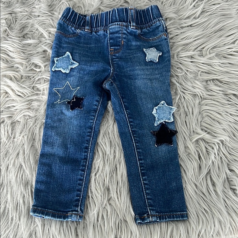 GAP Blue and Black Relaxed Fit Jeans with Star Details